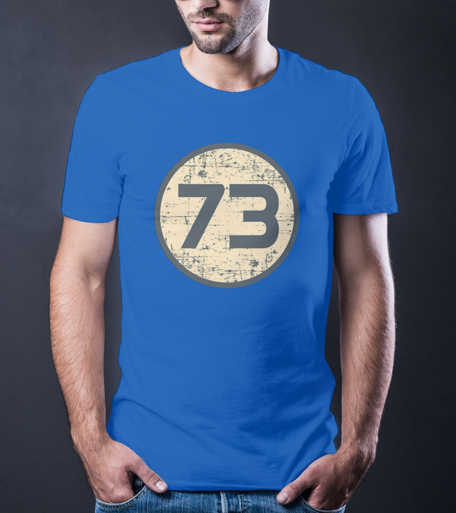 Big Bang Theory Sheldon Cooper 73 Vintage Distressed Blue Circle T-Shirt