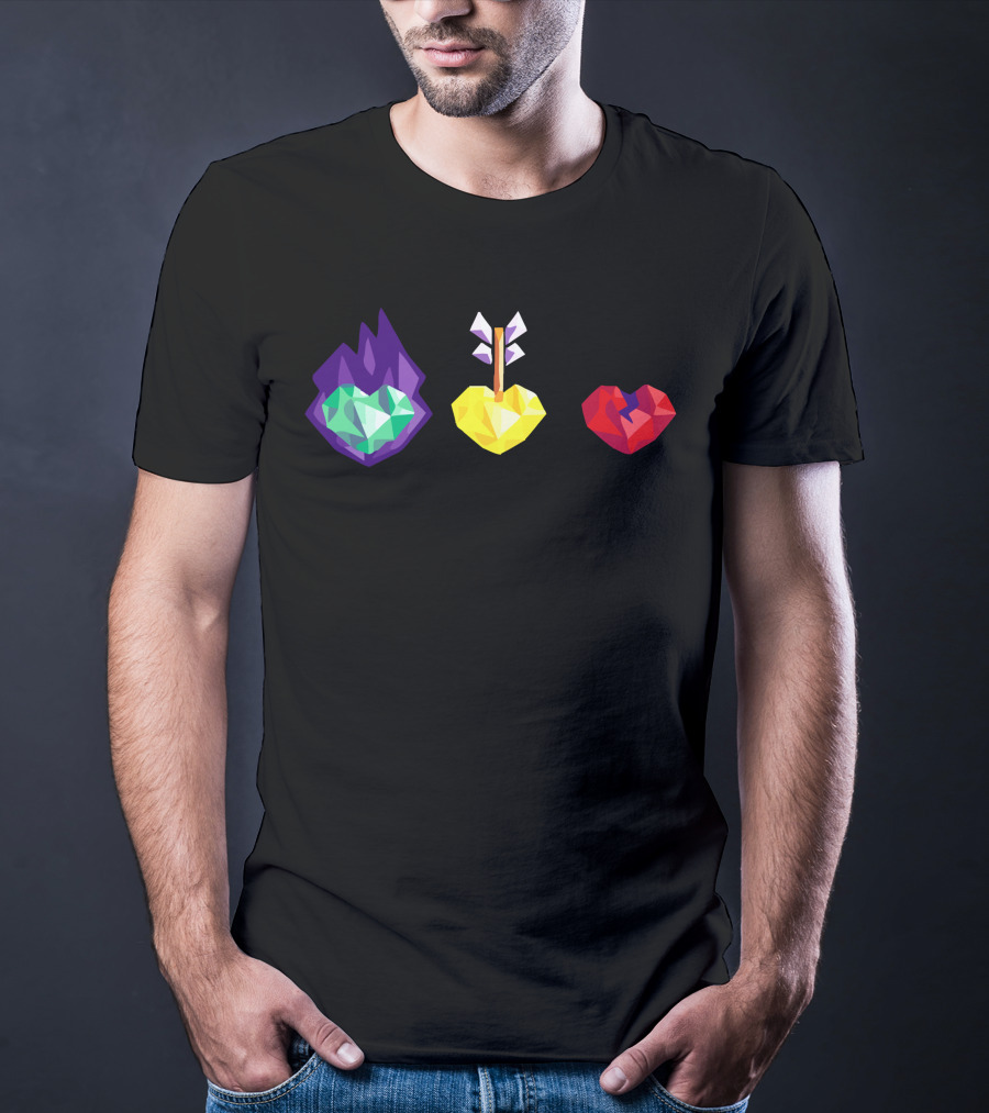 Grian 3 Lives Geometric Hearts With Flame Arrow And Broken T-Shirt
