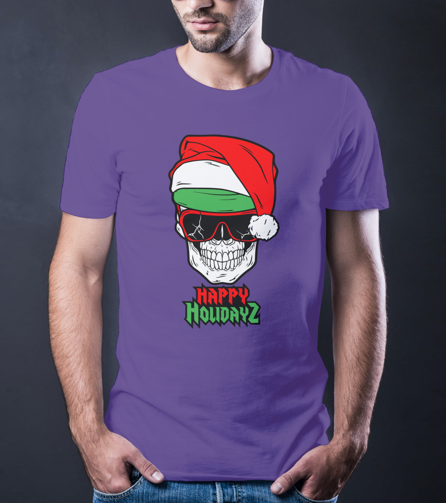Matt Cardona Happy Holidayz Skull Santa Hat T-Shirt