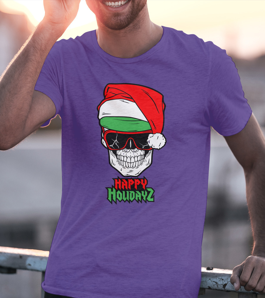 Matt Cardona Happy Holidayz Skull Santa Hat T-Shirt