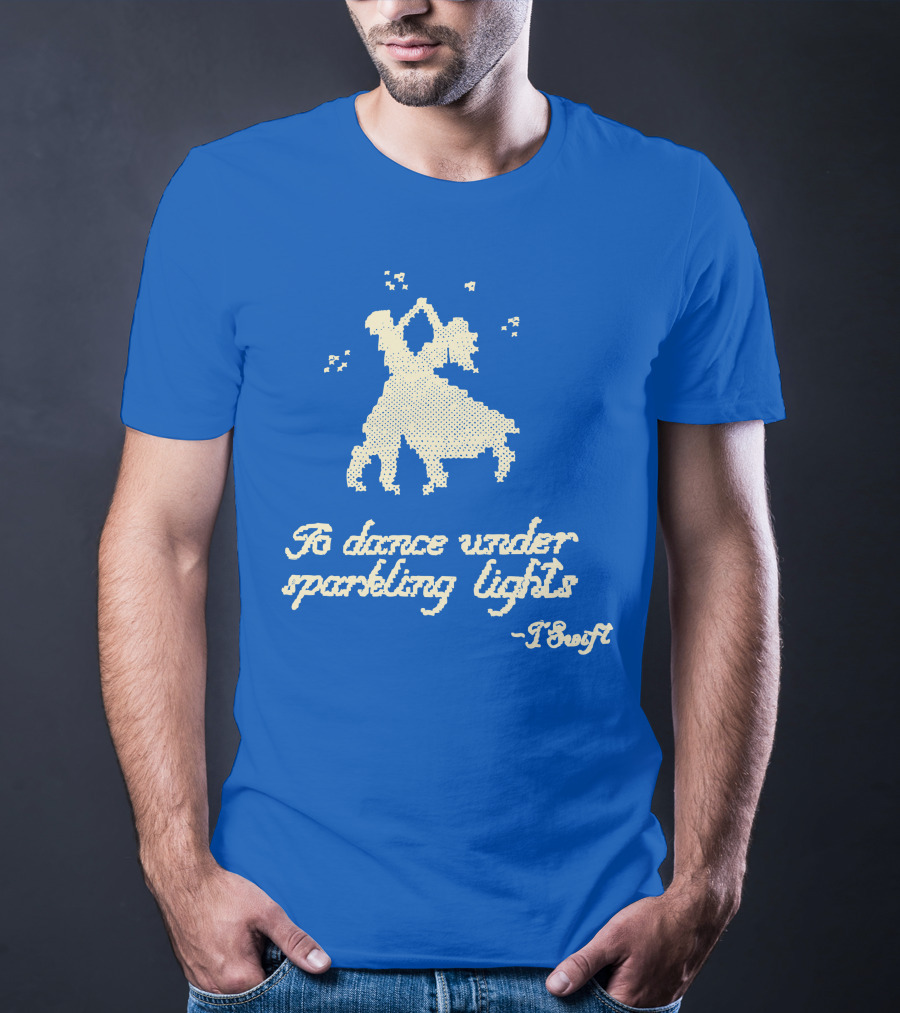 To Dance Under Sparkling Lights T Swift Christmas Tree Farm Blue T-Shirt