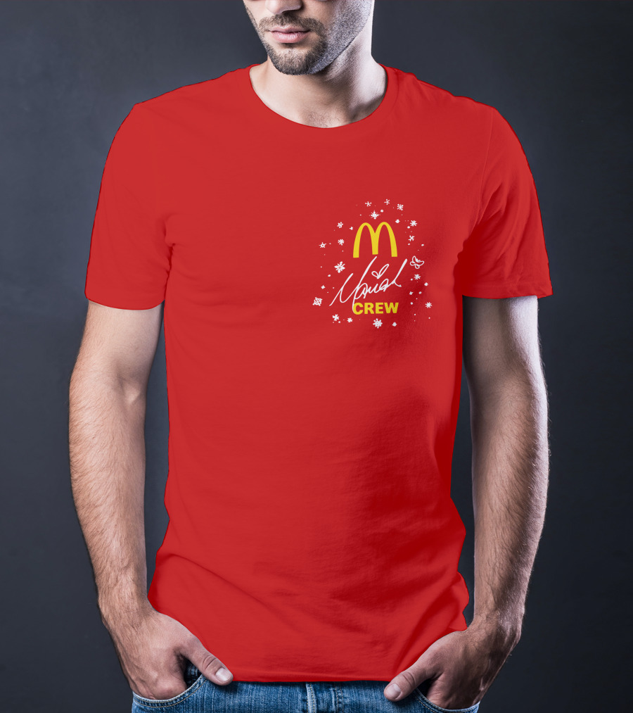 McDonald's Mariah Carey Crew Snowflakes Christmas Holiday T-Shirt