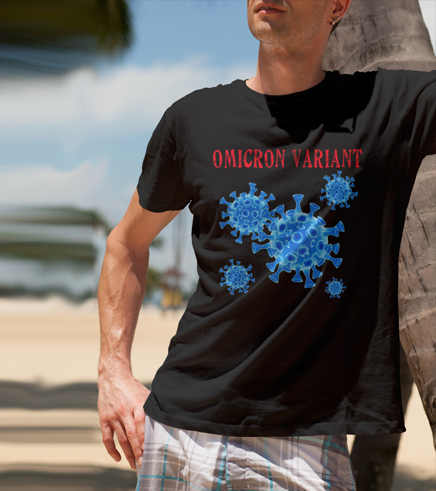 Omicron Variant Virus Graphic Blue Molecular Structure T-Shirt