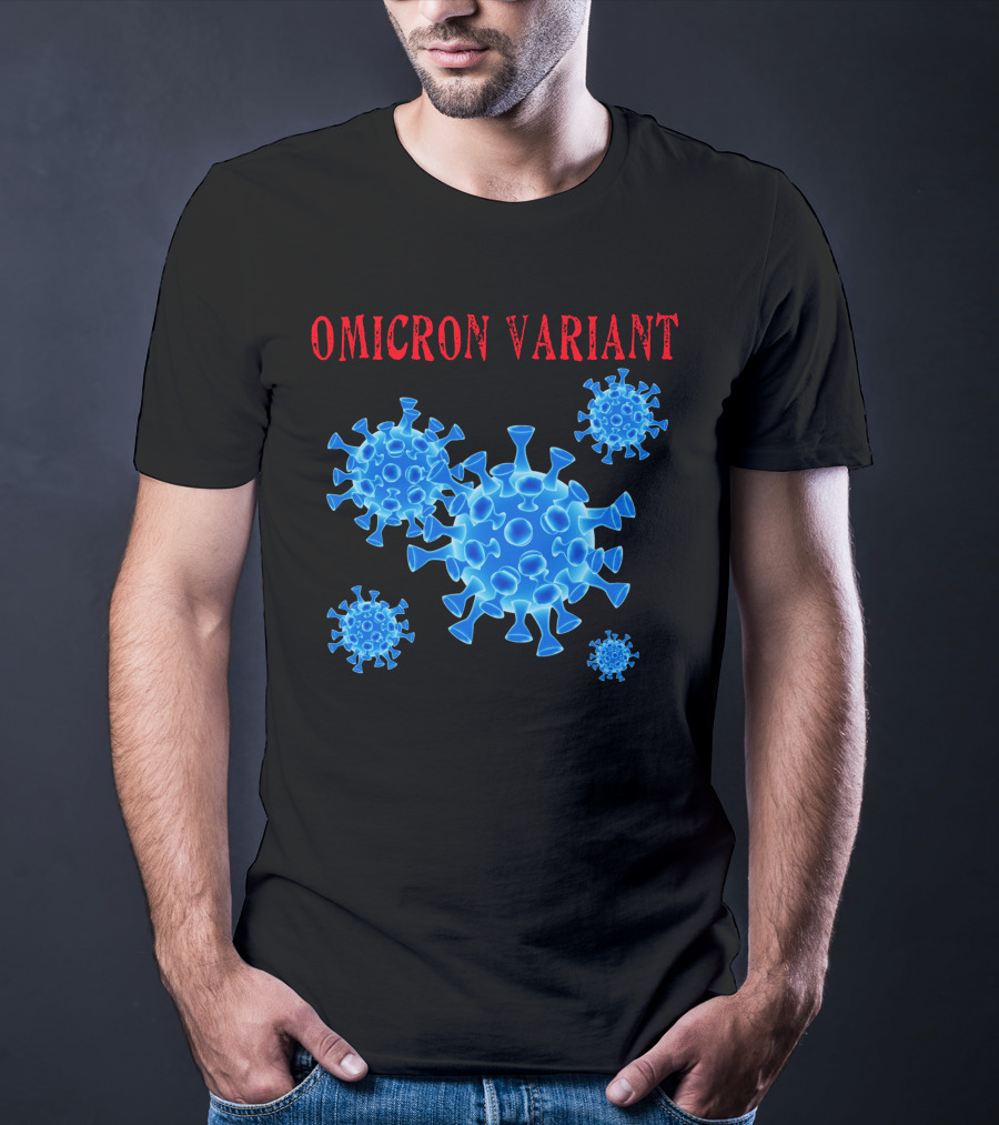 Omicron Variant Virus Graphic Blue Molecular Structure T-Shirt