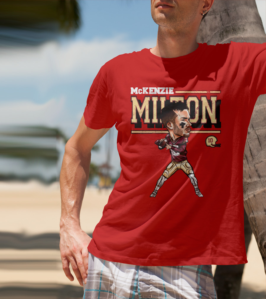 Mckenzie Milton Football Player Cartoon With Helmet Number 10 T-Shirt