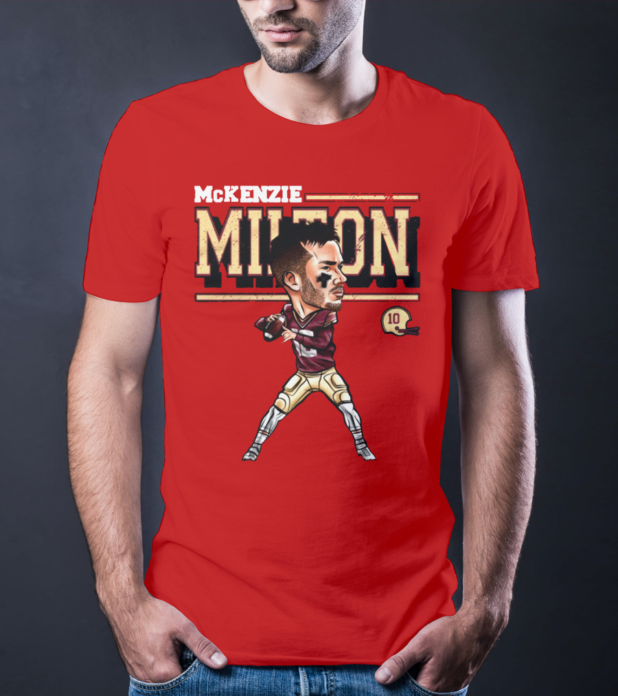 Mckenzie Milton Football Player Cartoon With Helmet Number 10 T-Shirt