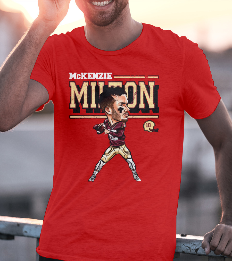 Mckenzie Milton Football Player Cartoon With Helmet Number 10 T-Shirt