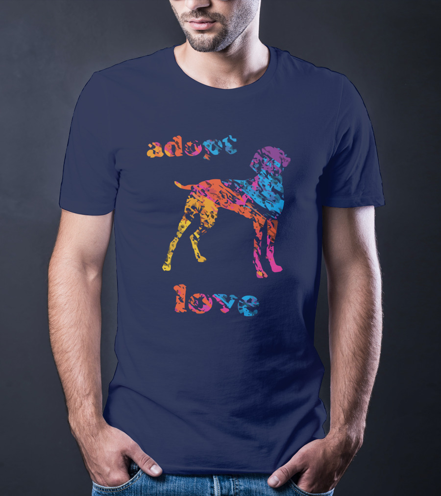 Adopt Love Rescue Dog Colorful T-Shirt