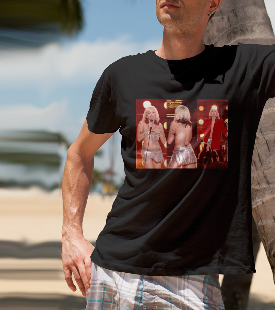 Miley Cyrus Silver Outfit Performance T-Shirt