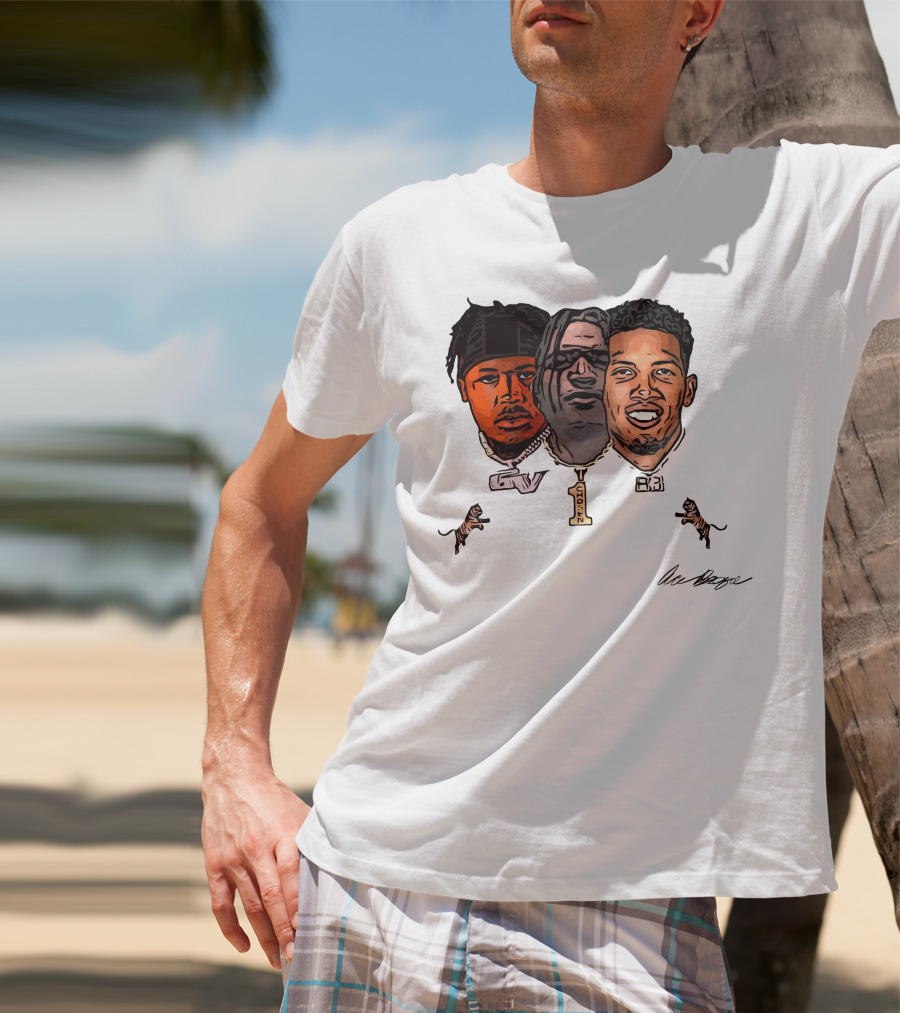 Joe Burrow Ja'Marr Chase Tee Higgins Tyler Boyd Bengals Football Faces And Chains T-Shirt