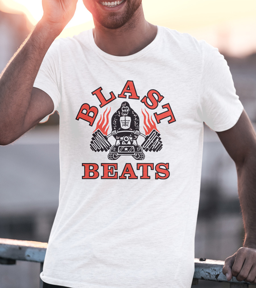 BLAST BEATS Ape With Weights And Flames T-Shirt