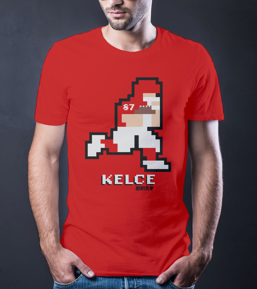 Kelce 87 NFLPA 8 Bit Retro Football Red T-Shirt