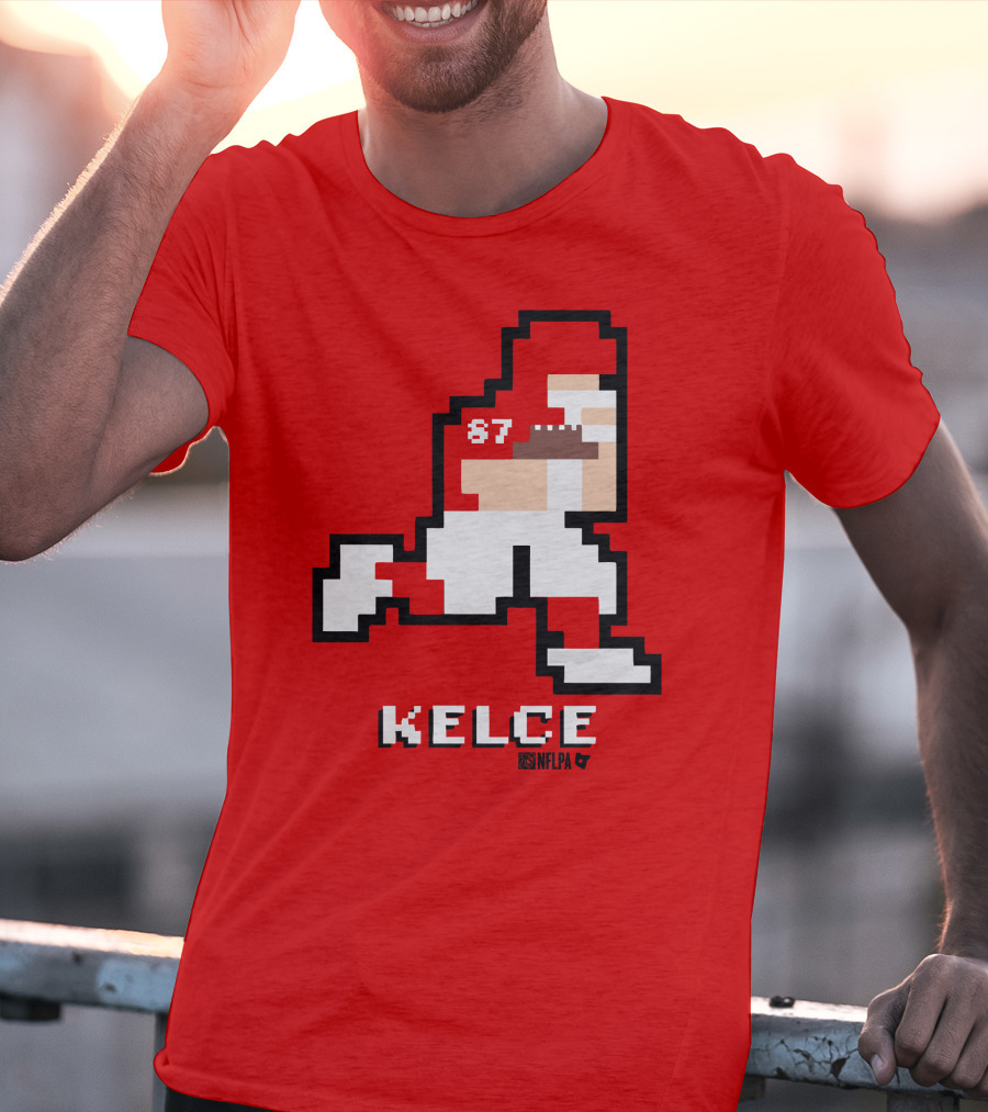 Kelce 87 NFLPA 8 Bit Retro Football Red T-Shirt