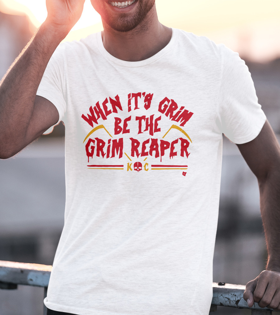 When It's Grim Be The Grim Reaper K C Red And Yellow Scythes T-Shirt