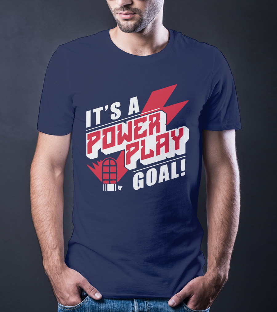 IT'S A POWER PLAY GOAL Retro Hockey Net Lightning Bolt T-Shirt