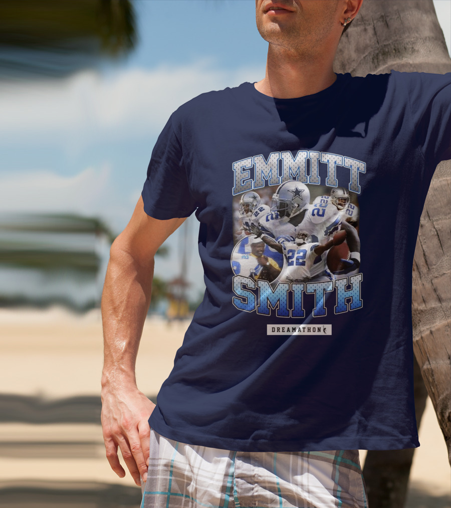 Emmitt Smith Dreamathon Dallas Cowboys Collage T-Shirt