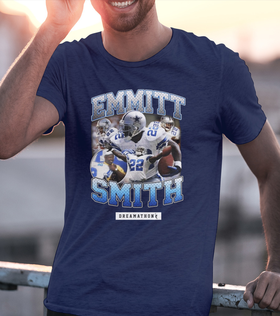 Emmitt Smith Dreamathon Dallas Cowboys Collage T-Shirt