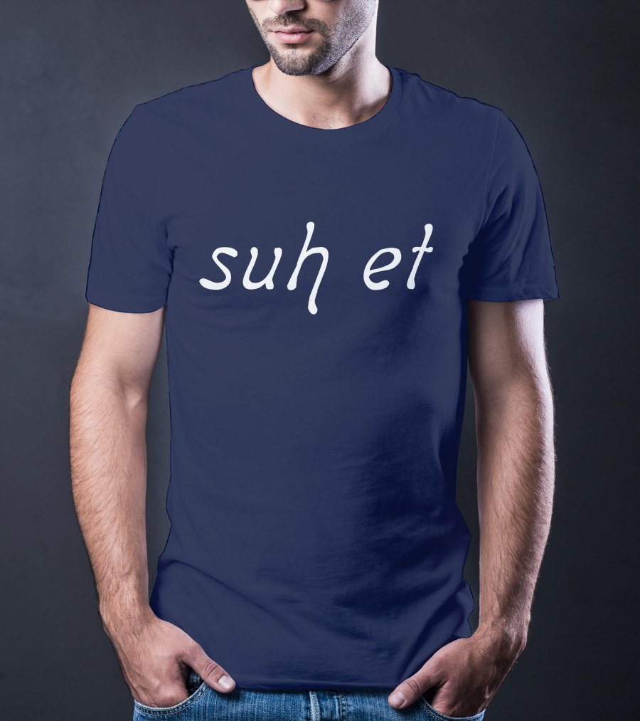 Suh Et Minimalist Text Design Navy Blue T-Shirt