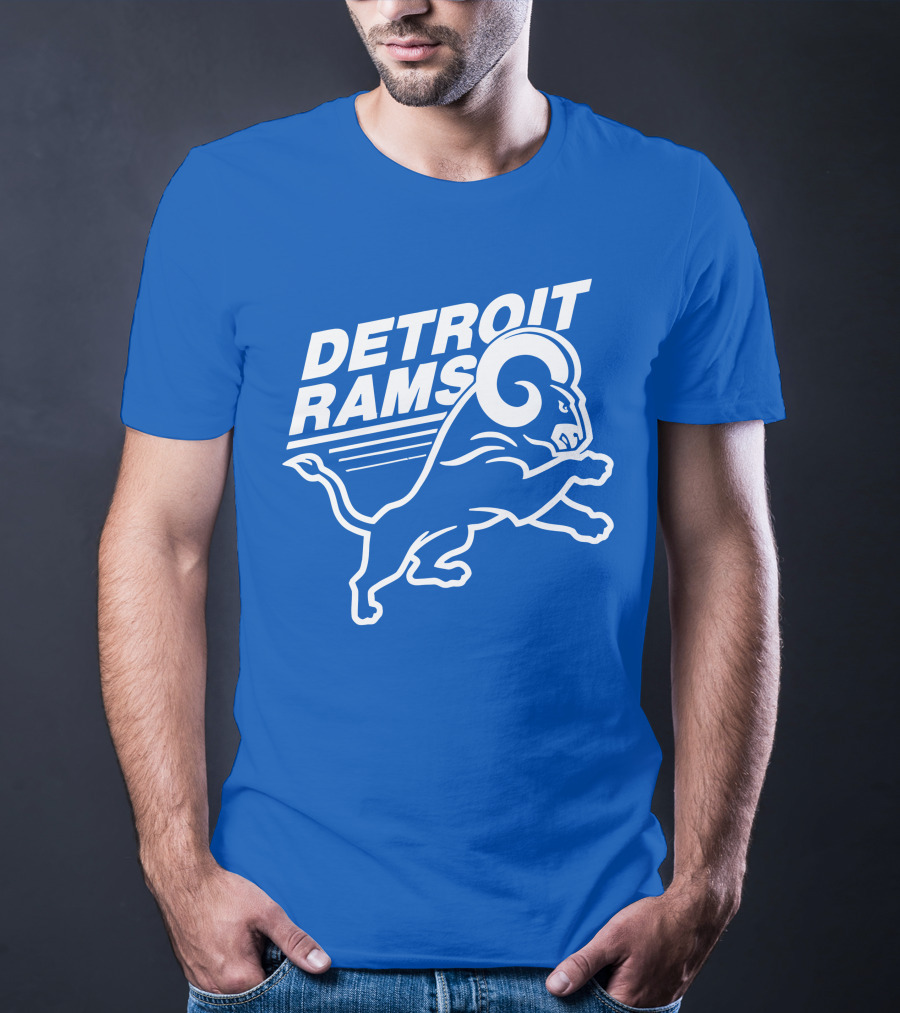 Detroit Rams Football Team Logo Crossover Fan Merchandise T-Shirt