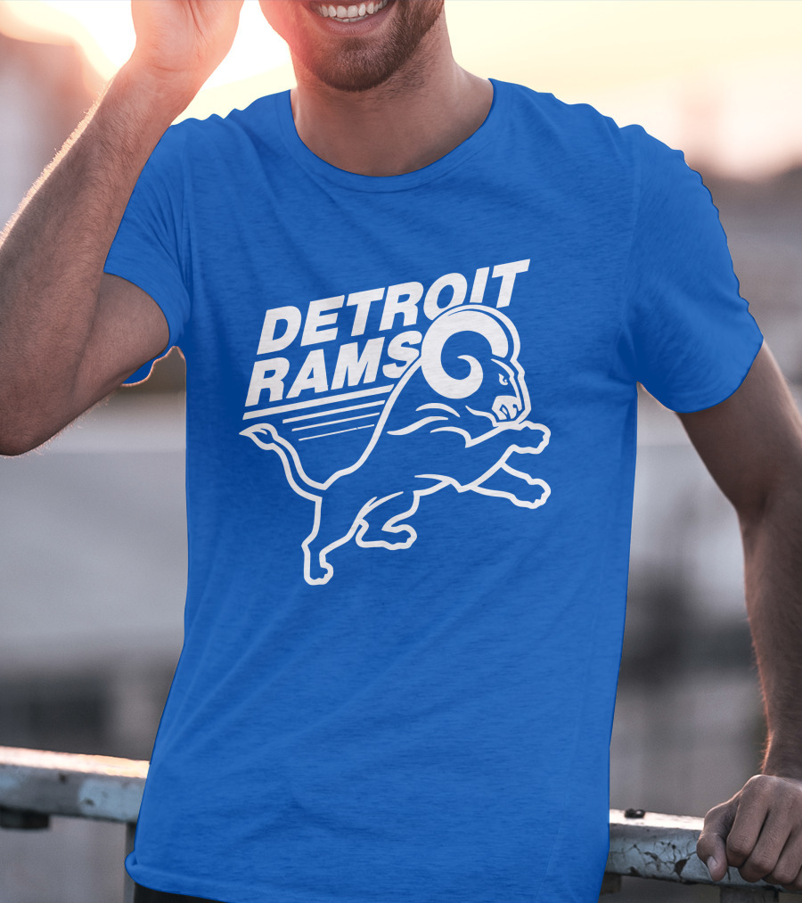 Detroit Rams Football Team Logo Crossover Fan Merchandise T-Shirt