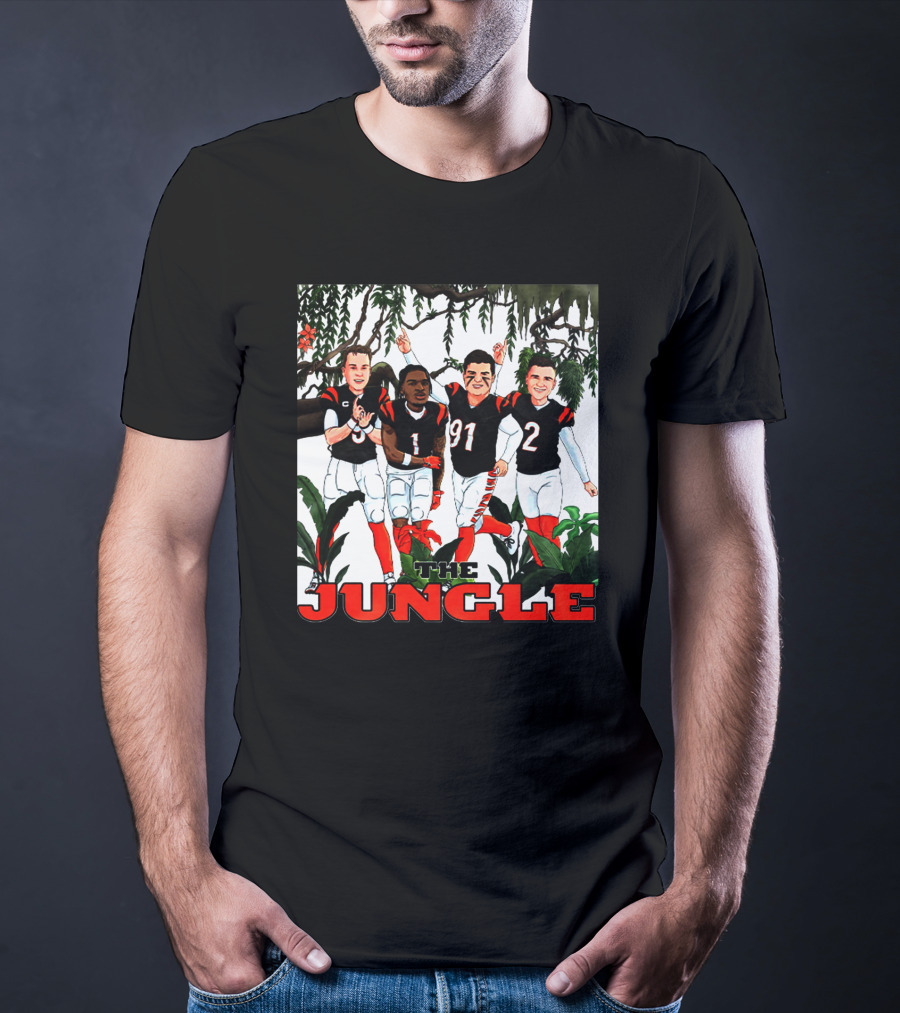 The Jungle Football Players In Team Jerseys Celebrating In Forest T-Shirt