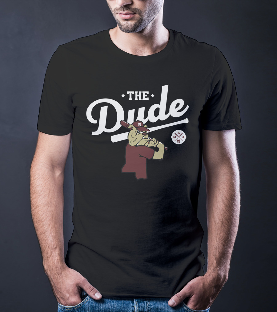 The Dude Mississippi State Bulldog With Baseball Bat MSU T-Shirt