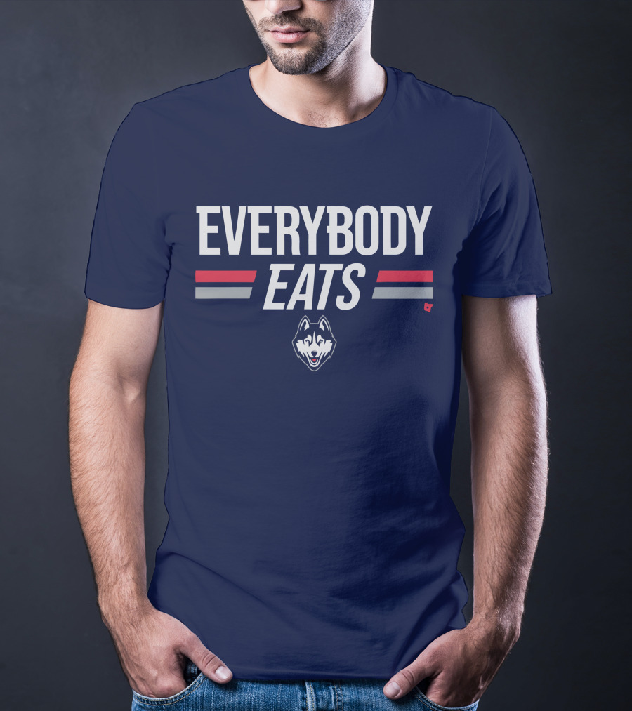 UConn Everybody Eats Husky Logo Navy Blue T-Shirt