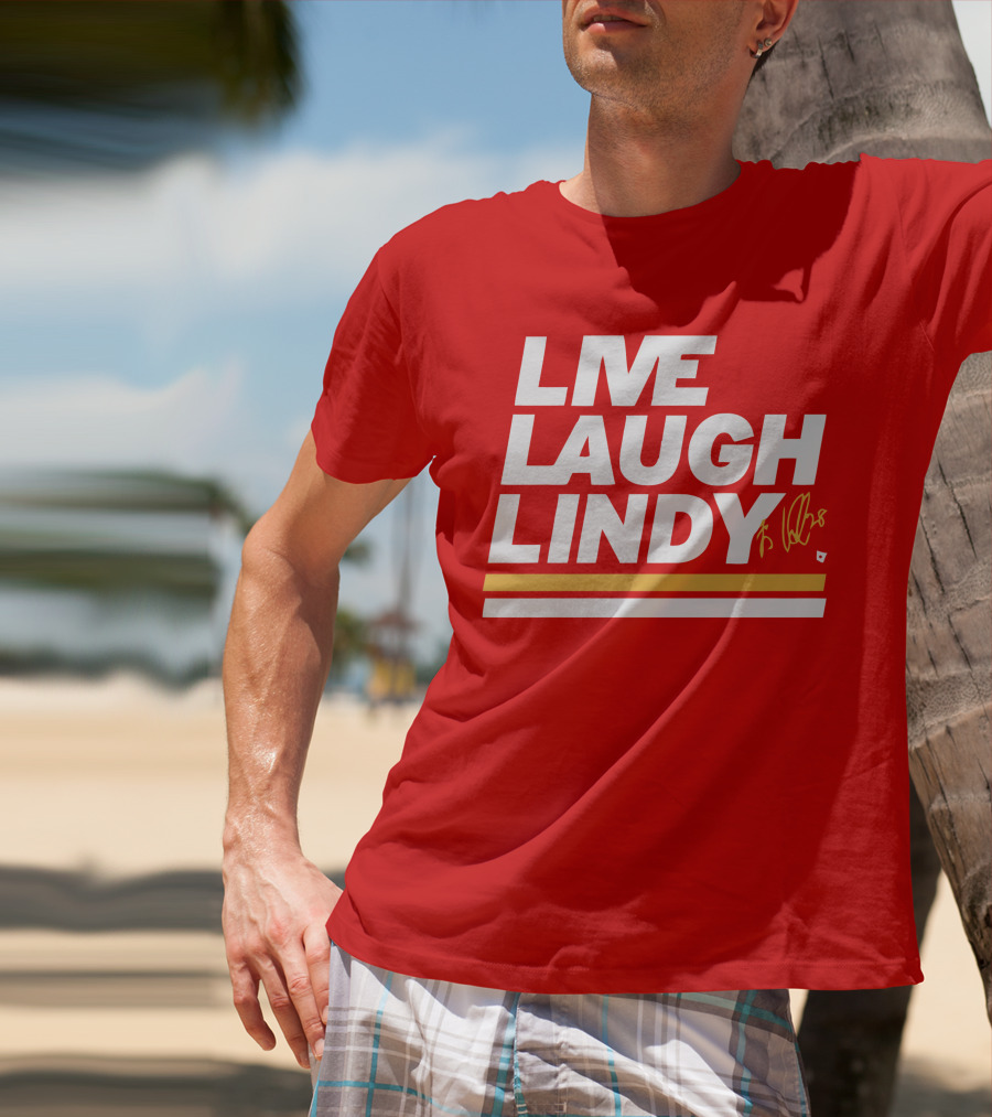 Elias Lindholm Live Laugh Lindy Bold Red Text With Signature T-Shirt