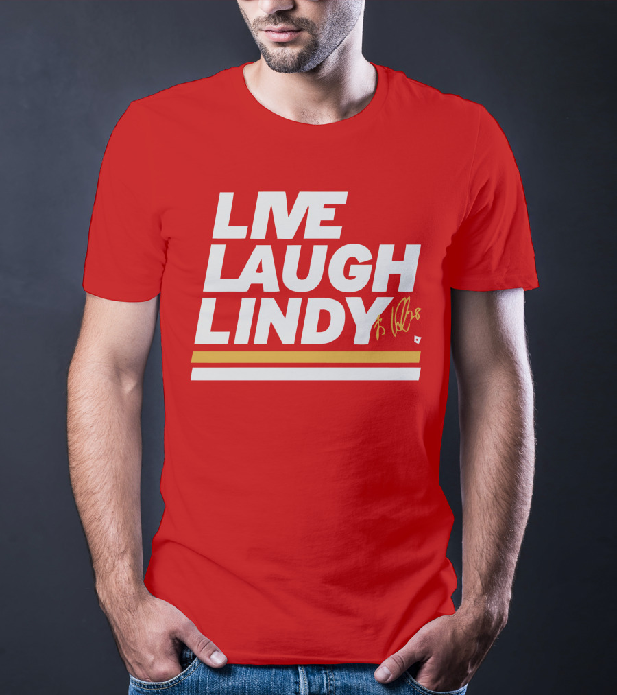Elias Lindholm Live Laugh Lindy Bold Red Text With Signature T-Shirt