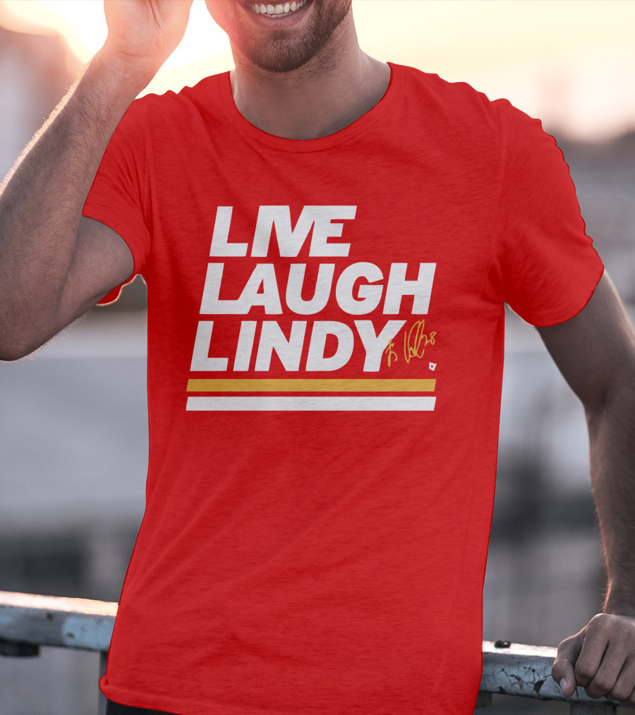 Elias Lindholm Live Laugh Lindy Bold Red Text With Signature T-Shirt