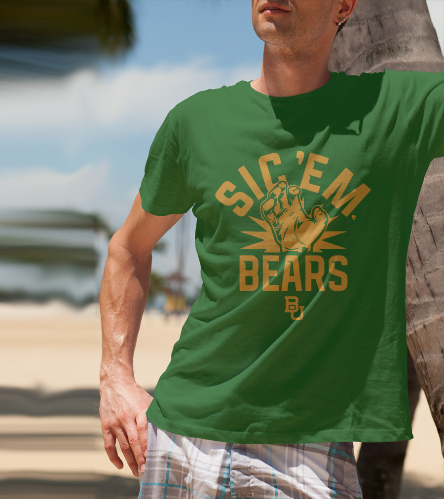 Sic 'Em Bears BU Baylor Paw Green Gold T-Shirt