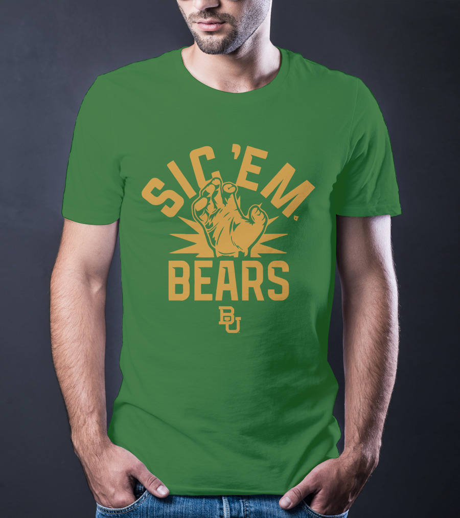 Sic 'Em Bears BU Baylor Paw Green Gold T-Shirt