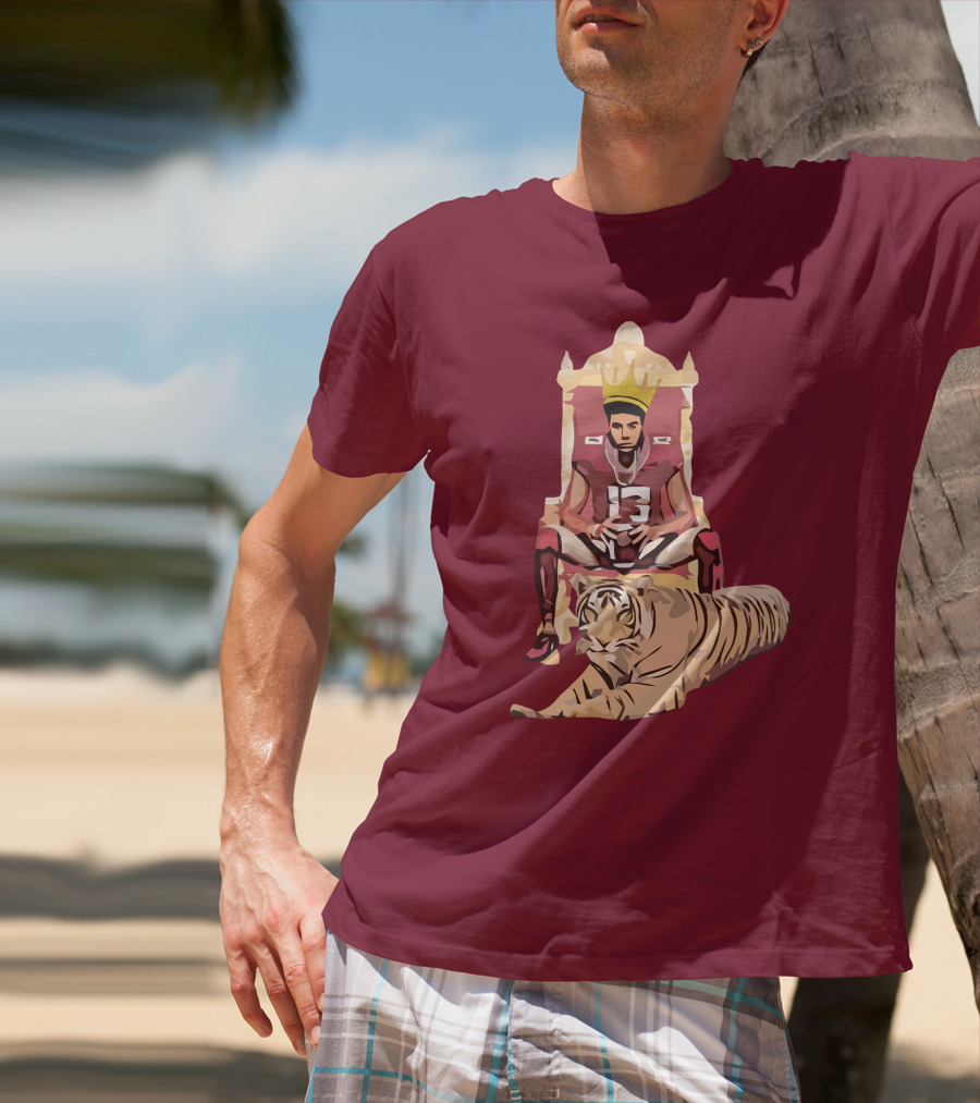 Jordan Travis College King Football Throne With Crown And Tiger T-Shirt