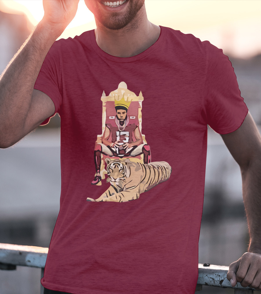 Jordan Travis College King Football Throne With Crown And Tiger T-Shirt