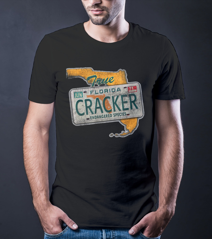 True Florida Cracker Endangered Species License Plate Map T-Shirt
