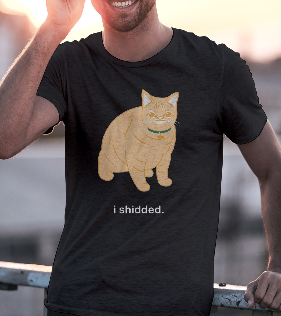 I Shidded Cat Orange Feline With Green Collar T-Shirt