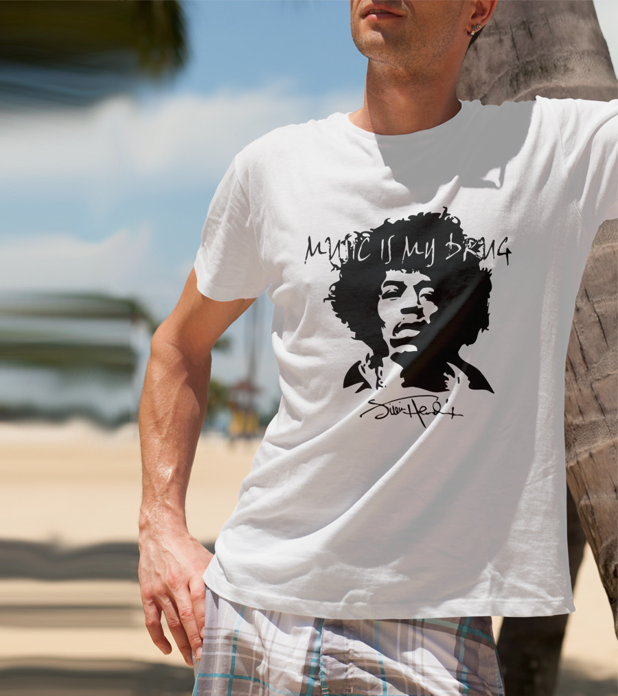 Jimi Hendrix Music Is My Drug Face T-Shirt