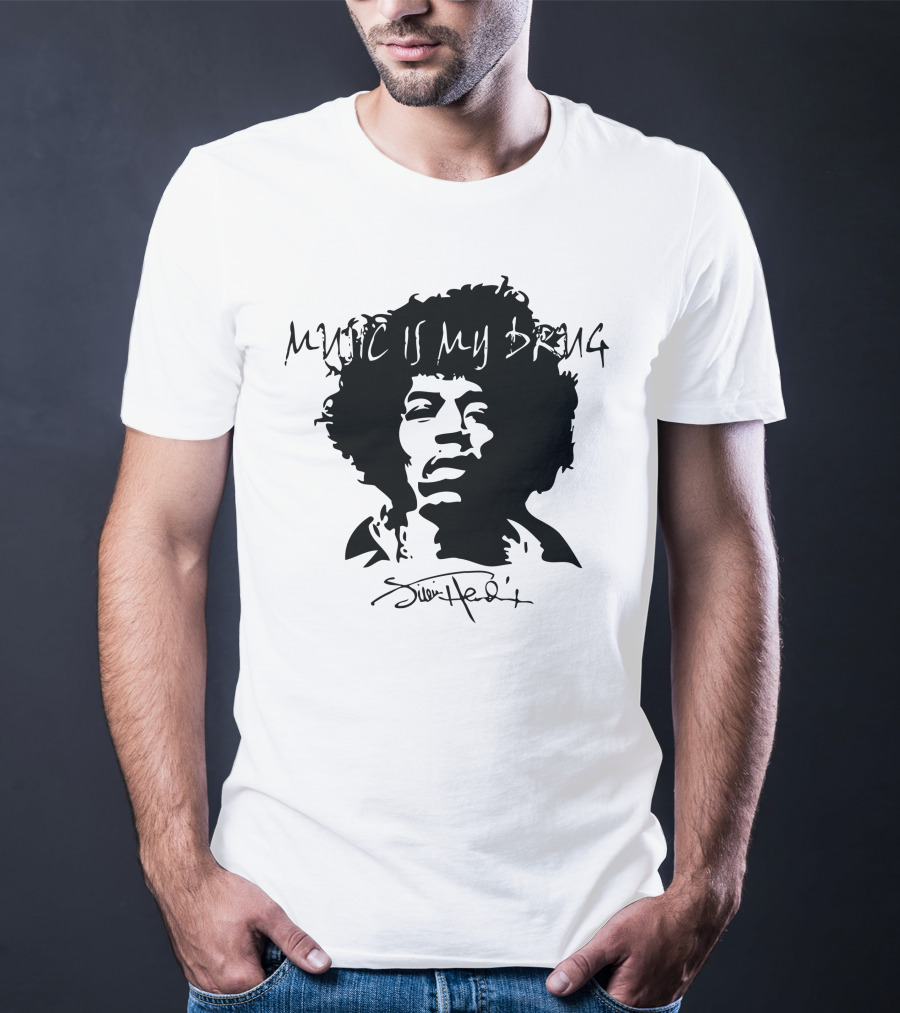 Jimi Hendrix Music Is My Drug Face T-Shirt