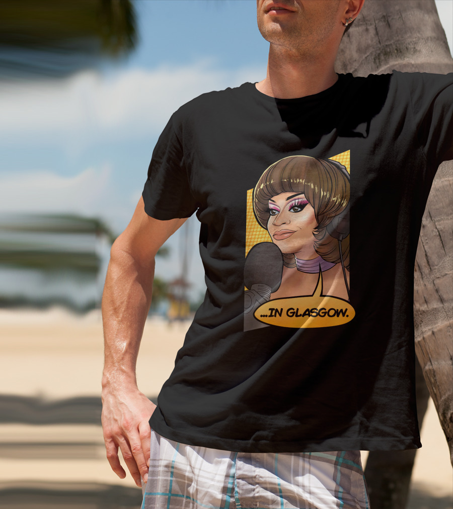 Mybest Judy .in Glasgow Pop Art Style Radio Host Microphone Comic T-Shirt