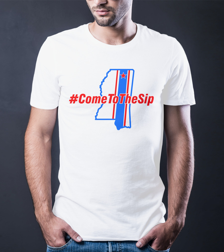 ComeToTheSip Mississippi Map Blue Red Star T-Shirt