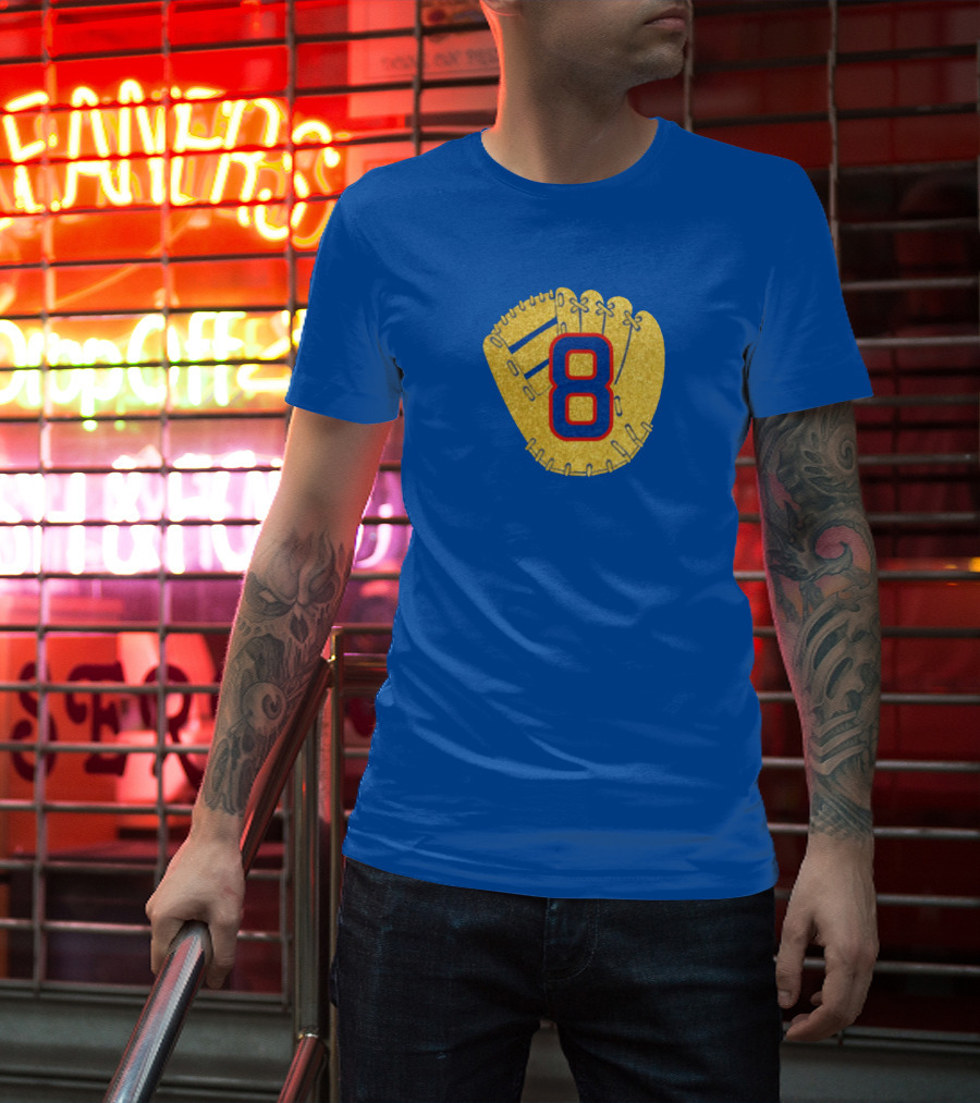 Gold Glove 8 Blue Background T-Shirt