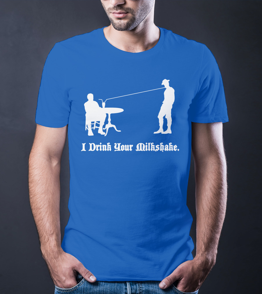 I Drink Your Milkshake Vintage Silhouette Blue T-Shirt