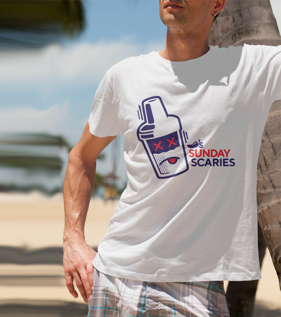 Chili's Sunday Scaries Drink Shaker Icon With Fun Expression T-Shirt