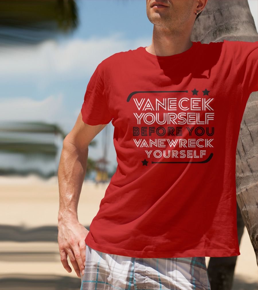 Vanecek Yourself Before You Vanewreck Yourself Stars Red T-Shirt