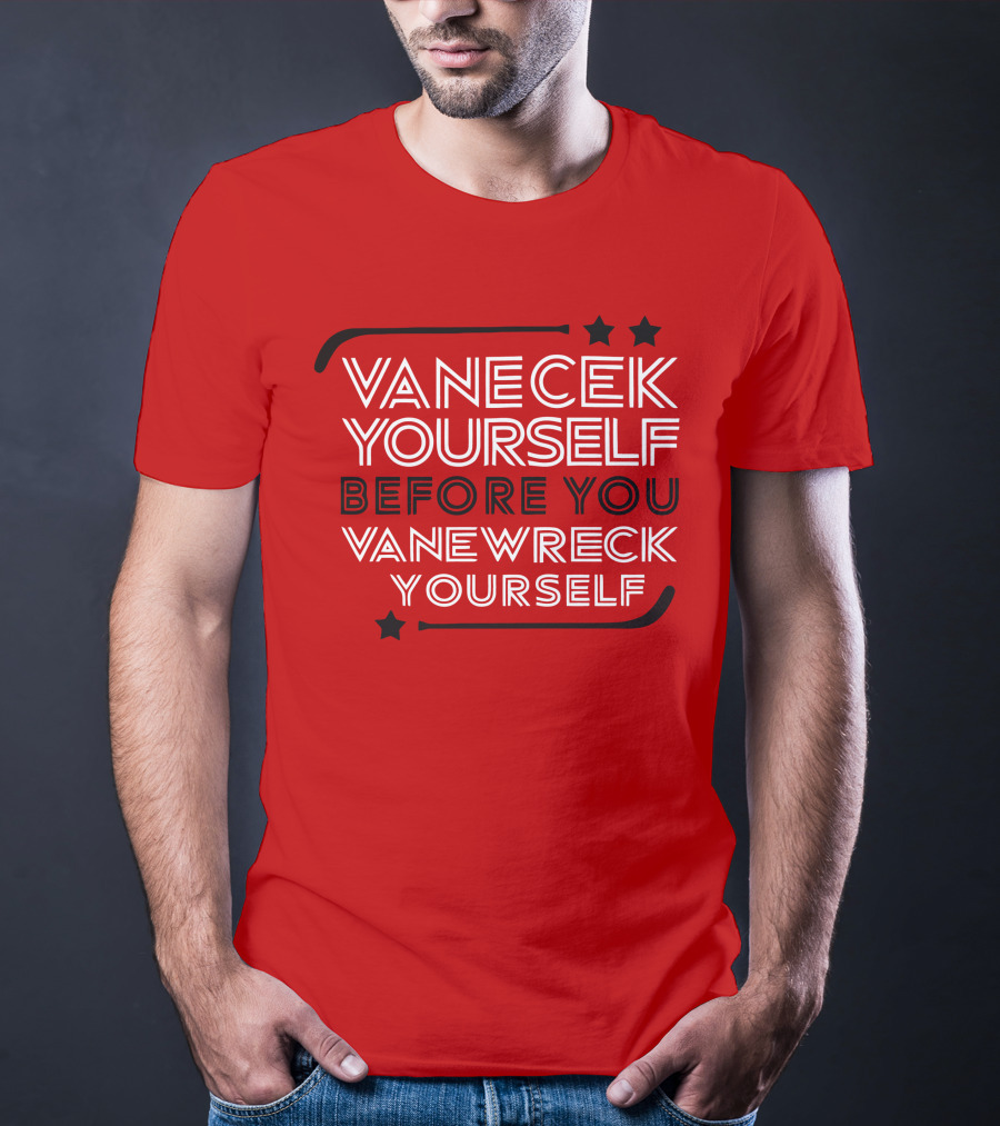 Vanecek Yourself Before You Vanewreck Yourself Stars Red T-Shirt