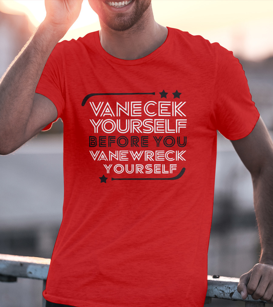 Vanecek Yourself Before You Vanewreck Yourself Stars Red T-Shirt