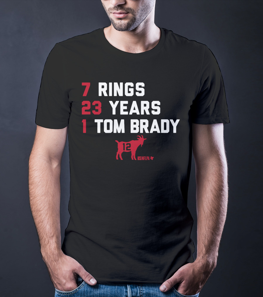 7 Rings 23 Years 1 Tom Brady NFLPA GOAT 12 T-Shirt