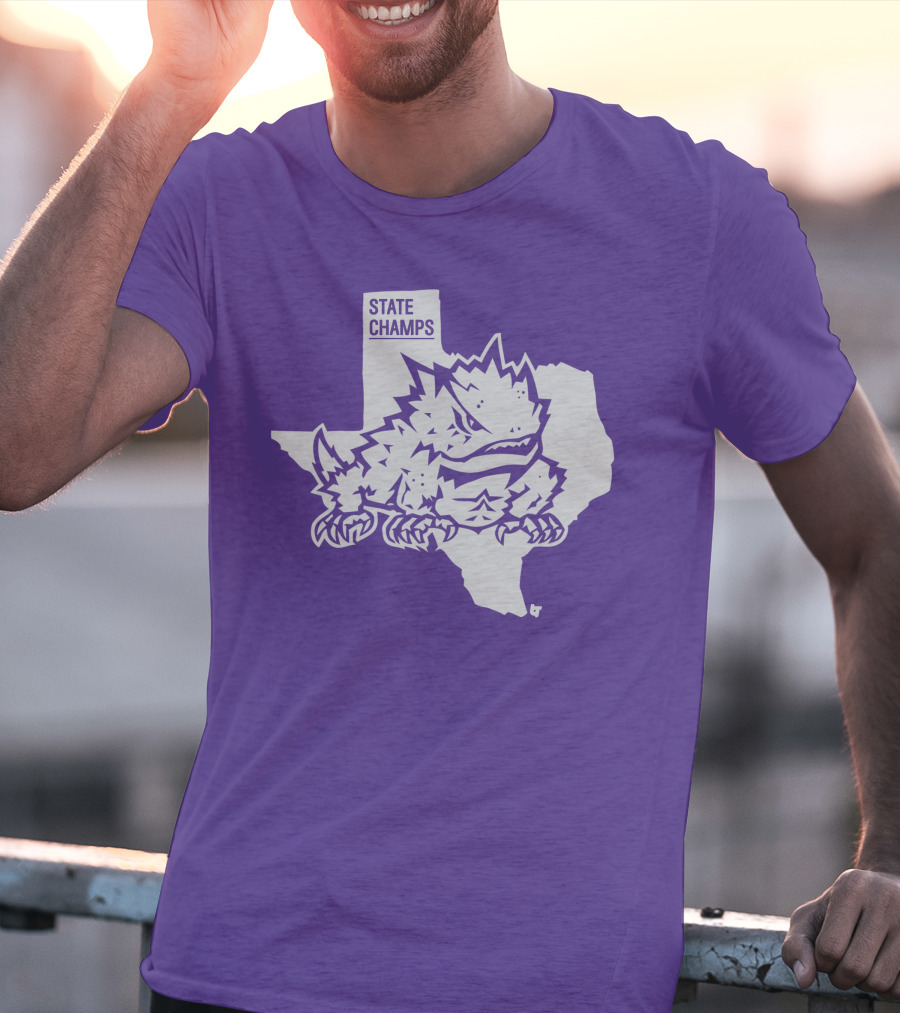 TCU State Champs Texas Horned Frog Outline T-Shirt