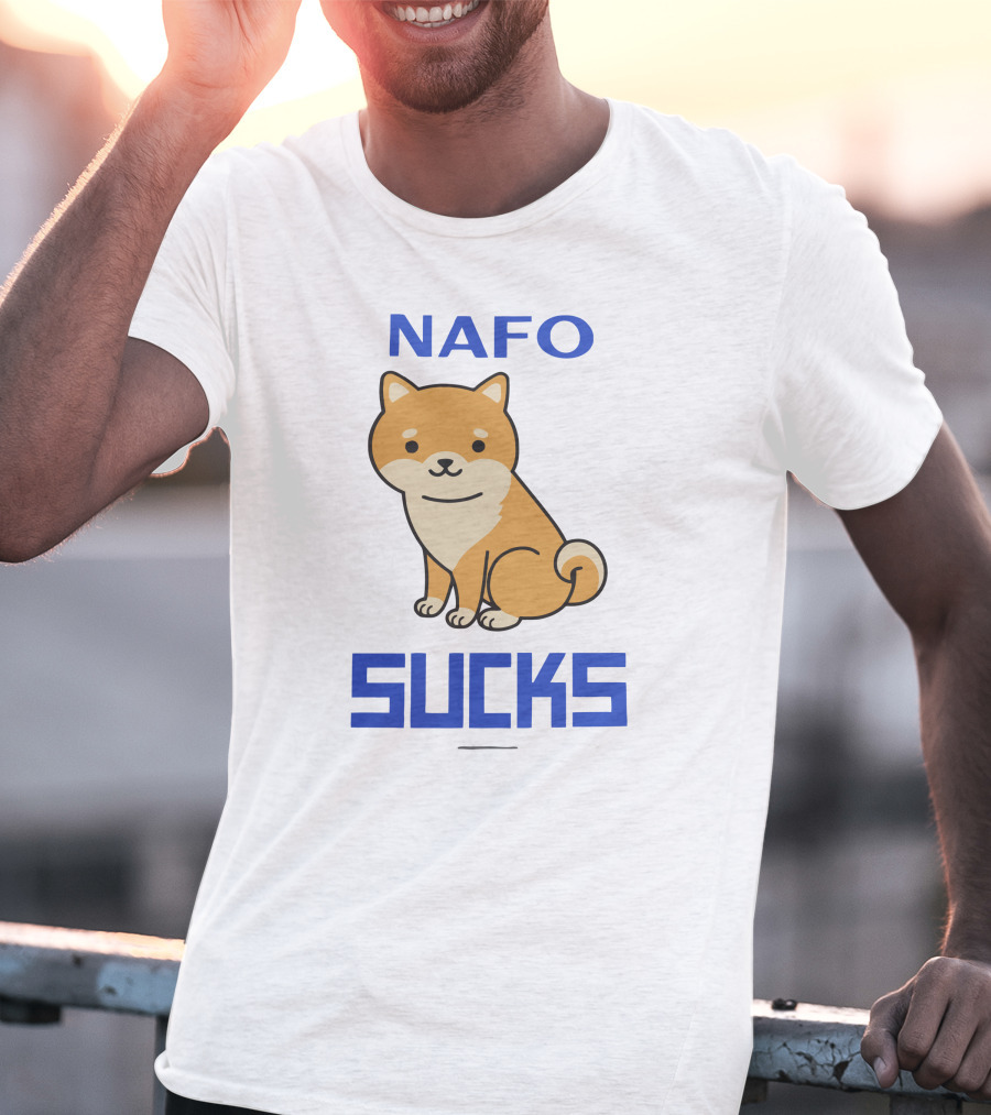 NAFO Sucks Cute Dog Cartoon T-Shirt