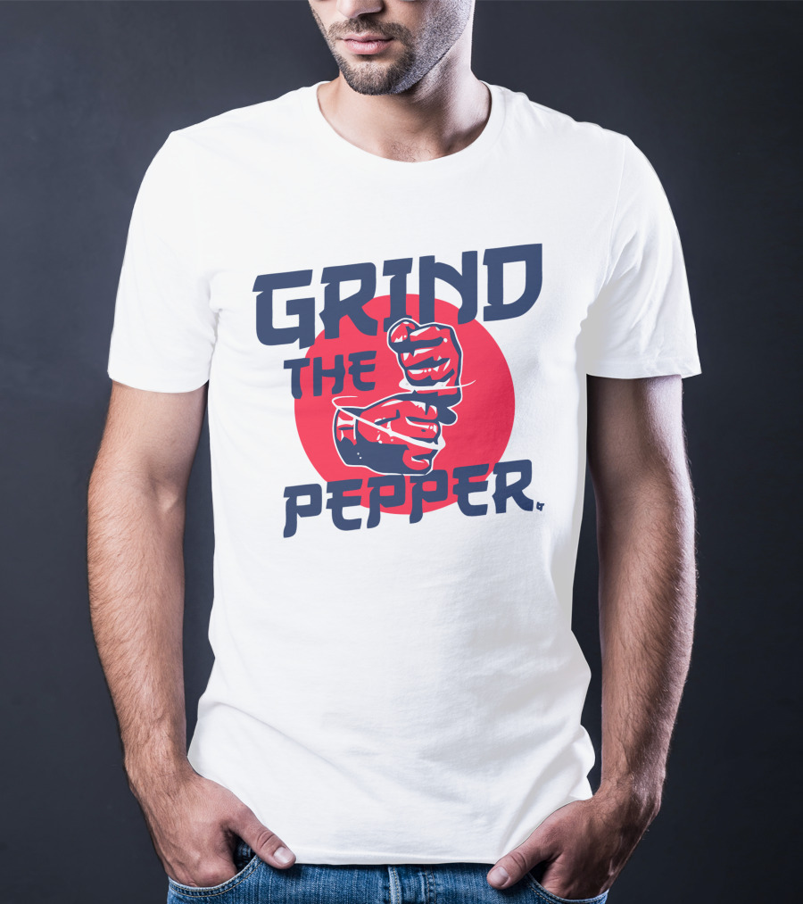 Grind The Pepper Japan Hand Gesture Red Circle Background T-Shirt